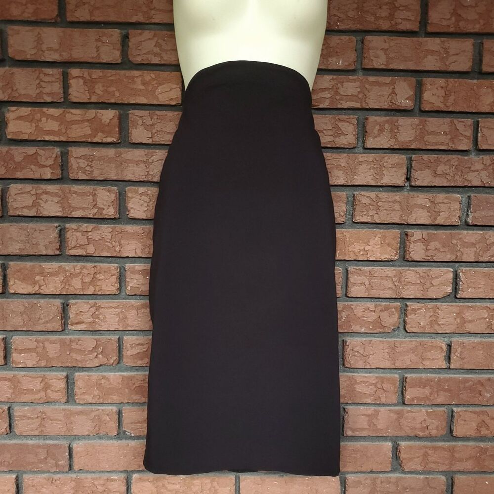 Motherhood Maternity Midi Skirt M Basic Black Pull On Stretch Adjustable Waist